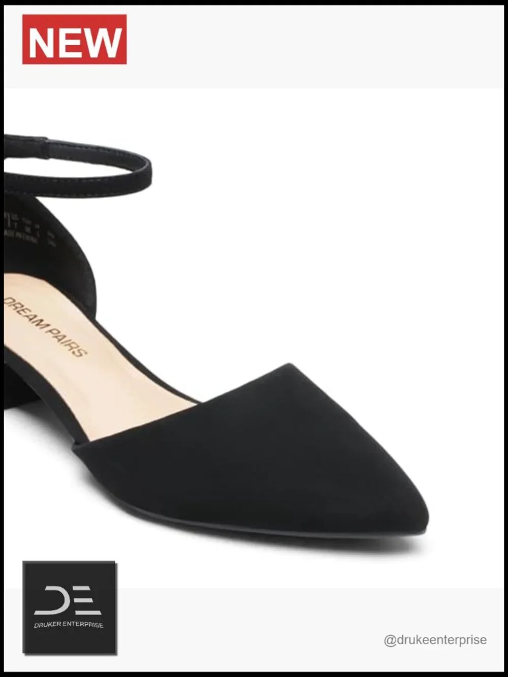 D'Orsay Flats Low Block Heel Pumps with Adjustable Ankle Strap